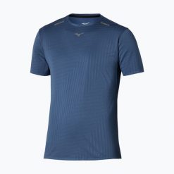 Koszulka do biegania męska Mizuno Tech Light Tee. Niebieskie koszulki sportowe męskie Mizuno, m, bez wzorów, z materiału, bez kołnierzyka, bez ramiączek, do biegania. Za 329.99 zł.