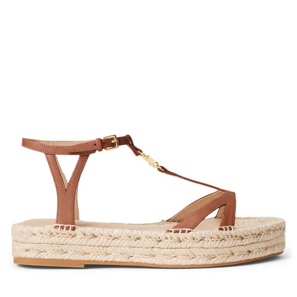 Espadryle LAUREN RALPH LAUREN. Brązowe sandały damskie Lauren Ralph Lauren, bez wzorów, bez obcasa, bez zapięcia. Za 479.99 zł.