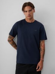 4F T-shirt regular gładki męski - granatowy M. Niebieskie t-shirty męskie 4f, m, bez wzorów, z bawełny, klasyczne, bez kołnierzyka. Za 69.99 zł.