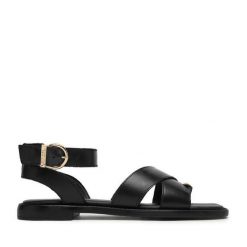 Sandały Beverly Hills Polo Club. Czarne sandały damskie Beverly Hills Polo Club, bez wzorów, bez obcasa, na płaskiej podeszwie, bez zapięcia. Za 299.99 zł.