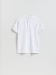 Koszulka polo slim - biały. Białe koszulki polo męskie Reserved, l, bez wzorów, z bawełny, bez ramiączek. Za 89.99 zł.