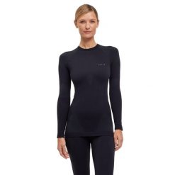 Damska koszulka z długim rękawem Falke Warm. Czarne koszulki sportowe damskie Falke, xs, bez wzorów, z dzianiny, bez kołnierzyka, bez ramiączek. Za 275.55 zł.