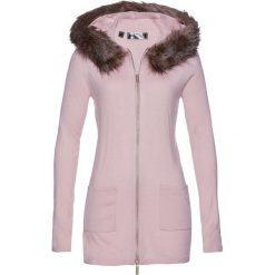 Sweter rozpinany ze sztucznym futerkiem bonprix matowy jasnoróżowy. Czerwone kardigany damskie bonprix. Za 109.99 zł.