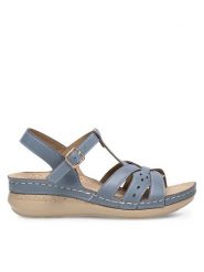 Clara Barson Sandały WYL0510-25 Niebieski. Niebieskie sandały damskie Clara Barson, bez wzorów, z syntetyku, bez obcasa, na płaskiej podeszwie, bez zapięcia. Za 69.99 zł.