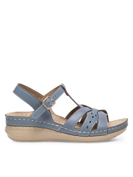 Clara Barson Sandały WYL0510-25 Niebieski. Niebieskie sandały damskie Clara Barson, bez wzorów, z syntetyku, bez obcasa, na płaskiej podeszwie, bez zapięcia. Za 69.99 zł.