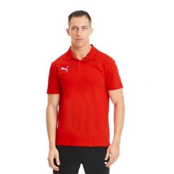 Koszulka Polo Męska TeamGoal 23. Czerwone koszulki polo męskie Puma, m, bez wzorów, z bawełny, klasyczne, bez ramiączek. Za 118.95 zł.