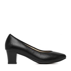 Czółenka Rieker. Czarne czółenka damskie Rieker, bez wzorów, bez obcasa, bez zapięcia. Za 339.99 zł.