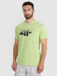 4F T-shirt regular z nadrukiem męski - zielony XXL. Zielone koszulki sportowe męskie 4f, m, bez wzorów, z bawełny, bez kołnierzyka, bez ramiączek. Za 59.99 zł.