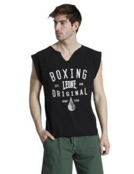 Męska koszulka bez rękawów Leone 1947 Apparel. Czarne koszulki sportowe męskie LEONE 1947 APPAREL, l, bez wzorów, z bawełny, bez kołnierzyka, bez ramiączek, na fitness i siłownię. Za 63.11 zł.