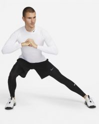 Legginsy sportowe męskie Nike. Czarne legginsy sportowe męskie Nike, l, bez wzorów, z dzianiny, długie, na fitness i siłownię, dri-fit (nike). Za 198.40 zł.