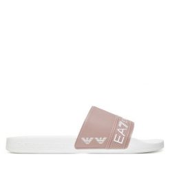 Klapki EA7 Emporio Armani. Brązowe klapki damskie EA7 Emporio Armani, bez wzorów, bez obcasa. Za 159.99 zł.