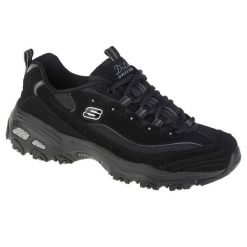 Buty do chodzenia damskie, Skechers D Lites Biggest Fan. Czarne obuwie sportowe damskie Skechers, bez wzorów, z materiału, trekkingowe, Skechers Sport. Za 289.99 zł.