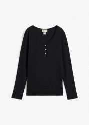 Shirt z długim rękawem, z czystej bawełny organicznej. Czerwone bluzki damskie bonprix, bez wzorów, z bawełny, bez kołnierzyka, bez ramiączek. Za 57.99 zł.