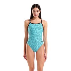 Strój kąpielowy damski Arena Allover Swimsuit Challenge Back. Niebieskie kostiumy jednoczęściowe damskie Arena, xs, bez wzorów, sportowe, na fitness i siłownię. Za 219.99 zł.