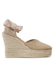 Manebi Espadryle Heart-Shaped Wedge Espadrilles M 1.1 WH Beżowy. Brązowe sandały damskie Manebi, bez wzorów, ze skóry, bez obcasa, bez zapięcia. Za 689.99 zł.