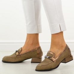 Brązowe półbuty damskie, mokasyny Jezzi Asa267-11. Brązowe mokasyny damskie Jezzi, z jeansu, casualowe. Za 219.00 zł.