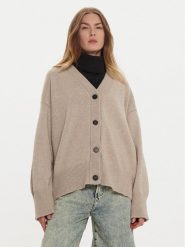 ViCOLO Kardigan 55007S Brązowy Regular Fit. Brązowe kardigany damskie ViCOLO, s, bez wzorów, z syntetyku. Za 459.99 zł.
