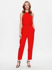 Pinko Kombinezon Tinogasta 100032 A0GI Czerwony Regular Fit. Czerwone sukienki damskie Pinko, bez wzorów, z syntetyku, bez kołnierzyka, bez ramiączek. Za 939.99 zł.