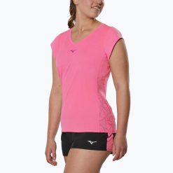 Koszulka do biegania damska Mizuno Aero Tee. Czerwone koszulki sportowe damskie Mizuno, bez wzorów, sportowe, bez kołnierzyka. Za 269.99 zł.