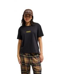 Koszulka z krótkim rękawem dla Kobiety STANDARD Czarny. Czarne t-shirty damskie Quiksilver, m, bez wzorów, z bawełny, klasyczne, bez kołnierzyka. Za 119.99 zł.