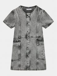 Calvin Klein Jeans Sukienka jeansowa IG0IG02284 Szary Regular Fit. Szare sukienki dla dziewczynek Calvin Klein Jeans, bez wzorów, z bawełny, bez ramiączek. Za 329.99 zł.
