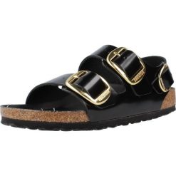 Damskie sandały maksymalny chwyt i stabilność MILANO Big Buckle. Czarne sandały damskie Birkenstock, bez wzorów, ze skóry, bez obcasa, bez zapięcia. Za 693.00 zł.