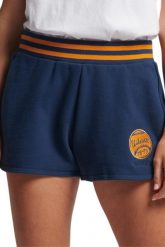 Spodenki turystyczne damskie Superdry Vintage Collegiate. Niebieskie szorty sportowe damskie Superdry., l, z aplikacjami, z bawełny, sportowe, z podwyższonym stanem. Za 121.49 zł.
