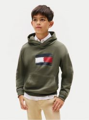 Tommy Hilfiger Bluza Flag KB0KB10112 Zielony Regular Fit. Zielone bluzy dla chłopców Tommy Hilfiger, bez wzorów, z bawełny, bez ramiączek, bez kaptura. Za 349.99 zł.