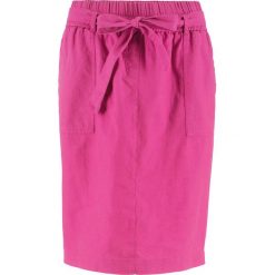 Spódnica lniana z wiązanym paskiem bonprix fuksja. Spódnice damskie marki bonprix. Za 37.99 zł.