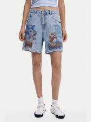 Desigual Szorty jeansowe Inidan 25SWDD24 Niebieski Straight Fit. Niebieskie szorty damskie Desigual, bez wzorów, z bawełny. Za 219.99 zł.