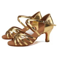 Buty do tańca damskie salsa taniec towarzyski Burtan Havana 7 cm. Żółte obuwie sportowe damskie BURTAN, bez wzorów, na jogę i pilates. Za 169.00 zł.