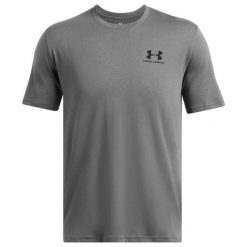 Koszulka Under Armour Sportstyle Left Chest. Szare koszulki sportowe męskie Under Armour, bez wzorów, bez kołnierzyka, bez ramiączek, do biegania. Za 89.00 zł.