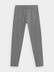 4F Legginsy dzianinowe dziewczęce 152 (11-12 lat). Szare legginsy dla dziewczynek 4f, bez wzorów, z bawełny. W wyprzedaży za 19.99 zł.
