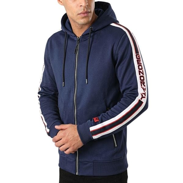 Bluza turystyczna męska Geographical Norway Gorland. Niebieskie bluzy męskie Geographical Norway, m, bez wzorów, bez kaptura. Za 142.56 zł.