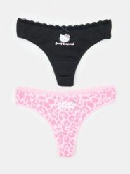 Bawełniane stringi 2 pack Hello Kitty - wielobarwny. Stringi damskie Sinsay, l, bez wzorów, z bawełny. Za 19.99 zł.