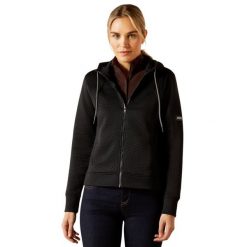 Damska bluza z kapturem full zip Ariat Radiance. Czarne bluzy damskie Ariat, bez wzorów, z kapturem, do jazdy konnej. Za 449.00 zł.