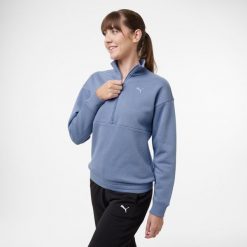 Bluza na zamek damska Puma. Bluzy sportowe damskie Decathlon, s, bez wzorów, z bawełny, bez kaptura, na jogę i pilates. Za 179.99 zł.