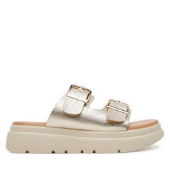 Klapki Clara Barson. Żółte klapki damskie Clara Barson, bez wzorów, bez obcasa. Za 119.99 zł.
