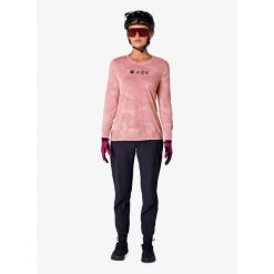 Bluza rowerowa damska Fox Ranger Tru Dri LS Jersey. Czerwone bluzy damskie FOX, bez wzorów, z jersey, rowerowe. Za 313.49 zł.