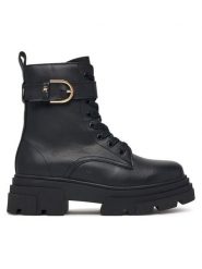Tommy Hilfiger Trapery Leather Th Buckled Lace-Up Boot FW0FW09550 Czarny. Czarne śniegowce i trapery damskie Tommy Hilfiger, ze skóry. Za 799.99 zł.