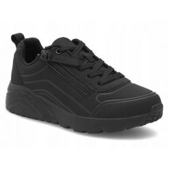 Buty damskie SKECHERS UNO LITE sneakersy czarne sportowe. Czarne obuwie sportowe damskie Skechers, bez wzorów. Za 229.00 zł.