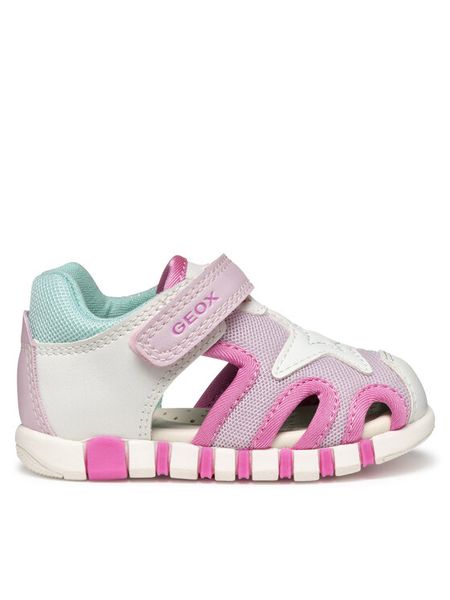 Geox Sandały B Sandal Iupidoo B5517C 0BC14 C0563 Biały. Białe sandały dziewczęce Geox, ze skóry, bez zapięcia. Za 239.99 zł.