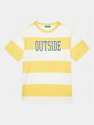 United Colors Of Benetton T-Shirt 3ZNBC10BN Żółty Regular Fit. Żółte t-shirty dla chłopców United Colors Of Benetton, bez wzorów, z bawełny, bez ramiączek. Za 79.99 zł.