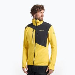 Bluza termoaktywna meska La Sportiva Lucendro Thermal Hoody. Żółte bluzy męskie La Sportiva, bez wzorów, bez kaptura. Za 739.99 zł.