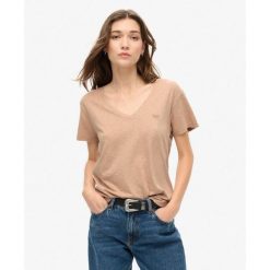 Koszulka z haftem V w slubie. Szare t-shirty damskie Superdry., bez wzorów, z bawełny, bez kołnierzyka. W wyprzedaży za 113.15 zł.