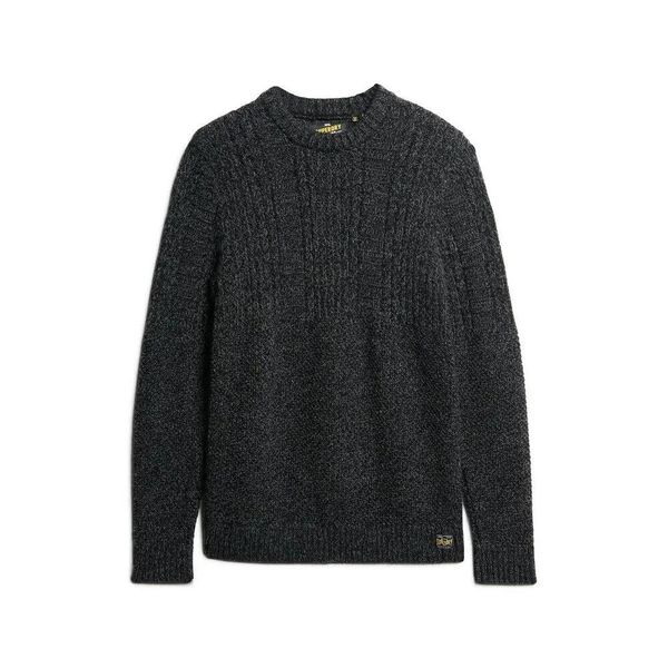 Sweter warkoczowy Superdry Jacob. Zielone swetry przez głowę męskie Superdry., na zimę, xl, bez wzorów, ze splotem, bez kołnierzyka. Za 382.80 zł.