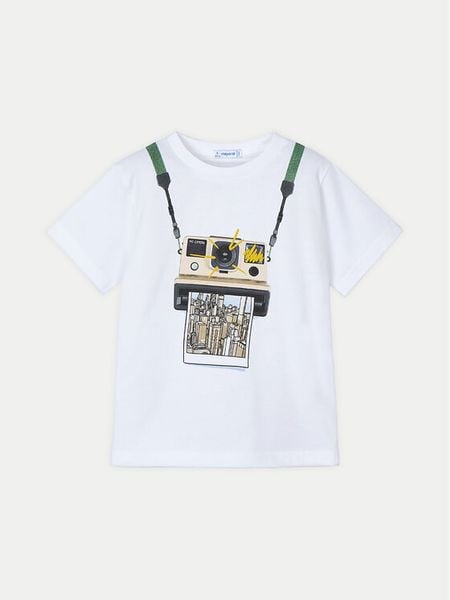 Mayoral T-Shirt 3044 Biały Regular Fit. Białe t-shirty dla chłopców Mayoral, bez wzorów, z bawełny, bez ramiączek. Za 59.99 zł.