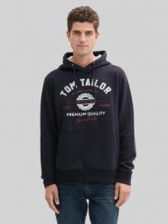 Męska Bluza Tom Tailor Printed Hoodie Sky Captain Blue 1043292 10668. Niebieskie bluzy męskie Tom Tailor, m, bez wzorów, z kapturem. Za 149.99 zł.