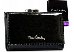 Portfel skórzany Pierre Cardin [DH] 05 LINE 117 czarny. Czarne portfele damskie bez wzorów, z lakierowanej skóry. Za 59.00 zł.