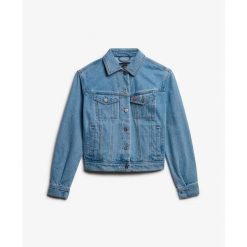 Kurtka dżinsowa damska z wzorem Superdry. Niebieskie kurtki damskie Superdry., s, bez wzorów, bez kaptura. Za 489.25 zł.